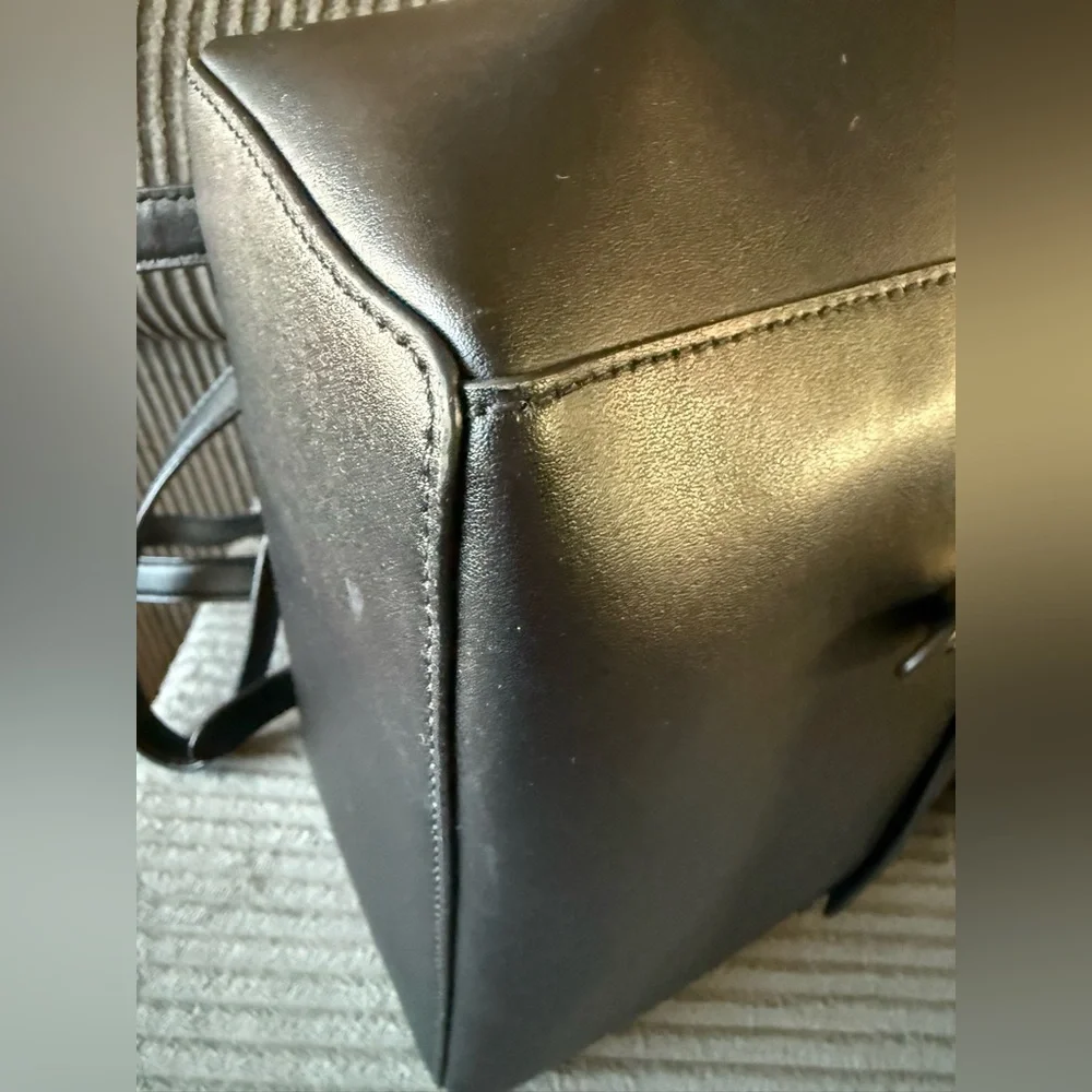 VTG Ralph Lauren Dryden Ellen Black Leather Backpack Bag Red Interior